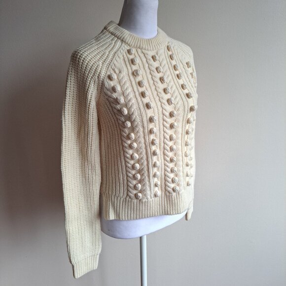 NEW Veronica Beard 100% Wool Ivory Hamilton Popcorn Sweater Size XS - Picture 3 of 16